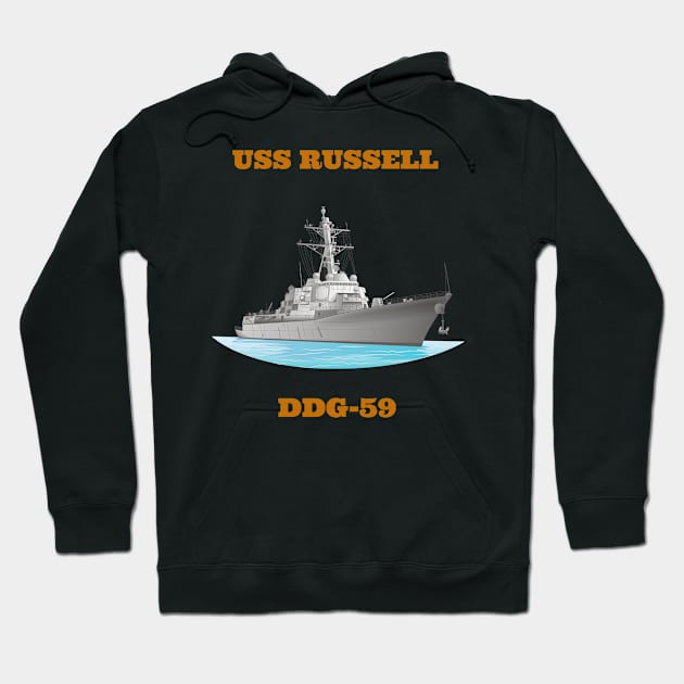 Russell DDG-59 Destroyer Ship Hoodie by woormle